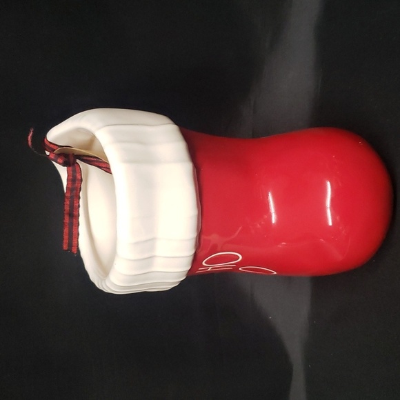 Rae Dunn NWT Red "HO HO HO" Large Ceramic Christmas Stocking - Picture 4 of 8